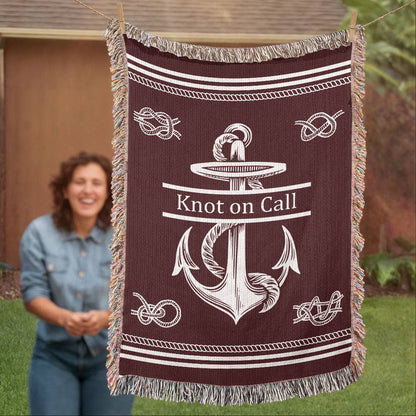 Personalized Nautical Knots Woven Blanket Custom Boat Name Throw