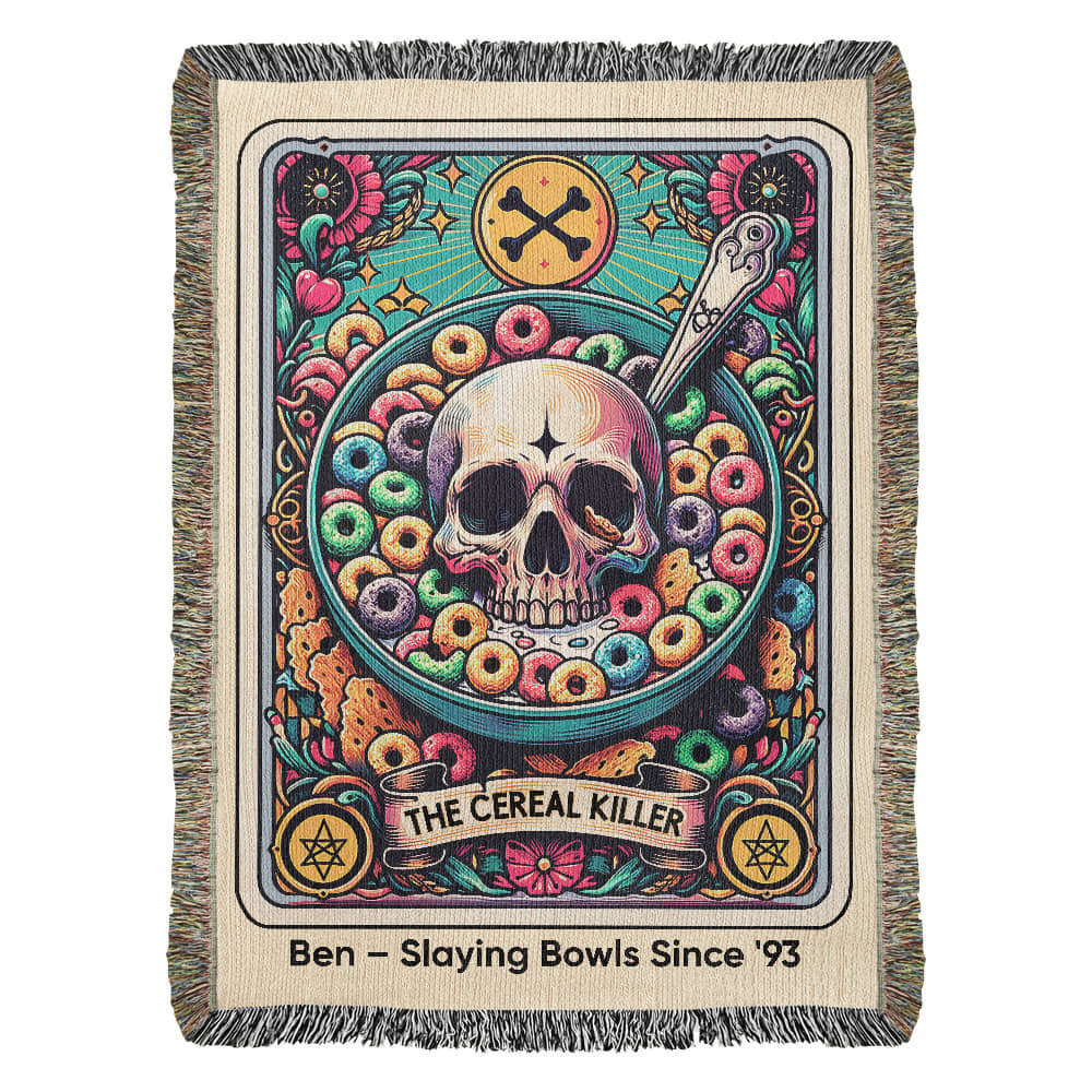 Personalized Cereal Killer Tarot Card Woven Blanket – Custom Funny Gift, Fleece/Sherpa Throw