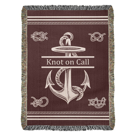 Personalized Nautical Knots Woven Blanket Custom Boat Name Throw