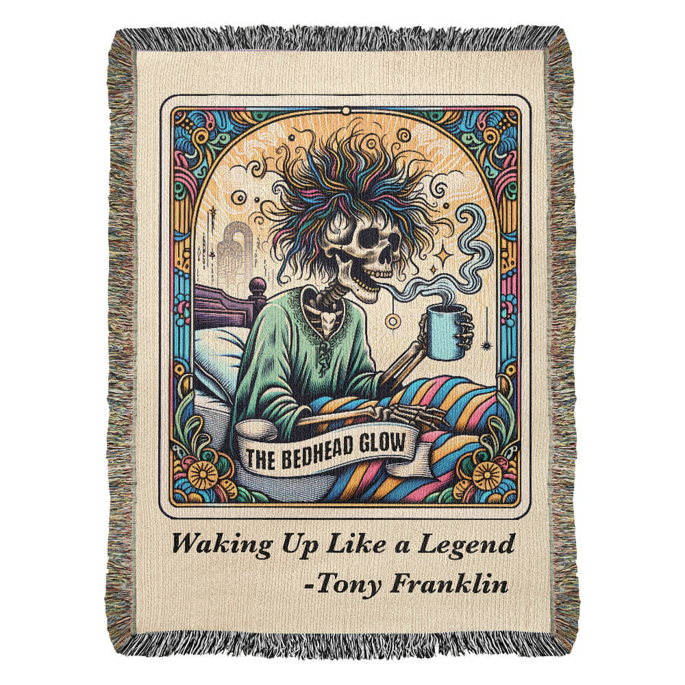 Personalized Bedhead Glow Tarot Card Woven Blanket – Custom Skeleton Gift, Fleece/Sherpa Throw