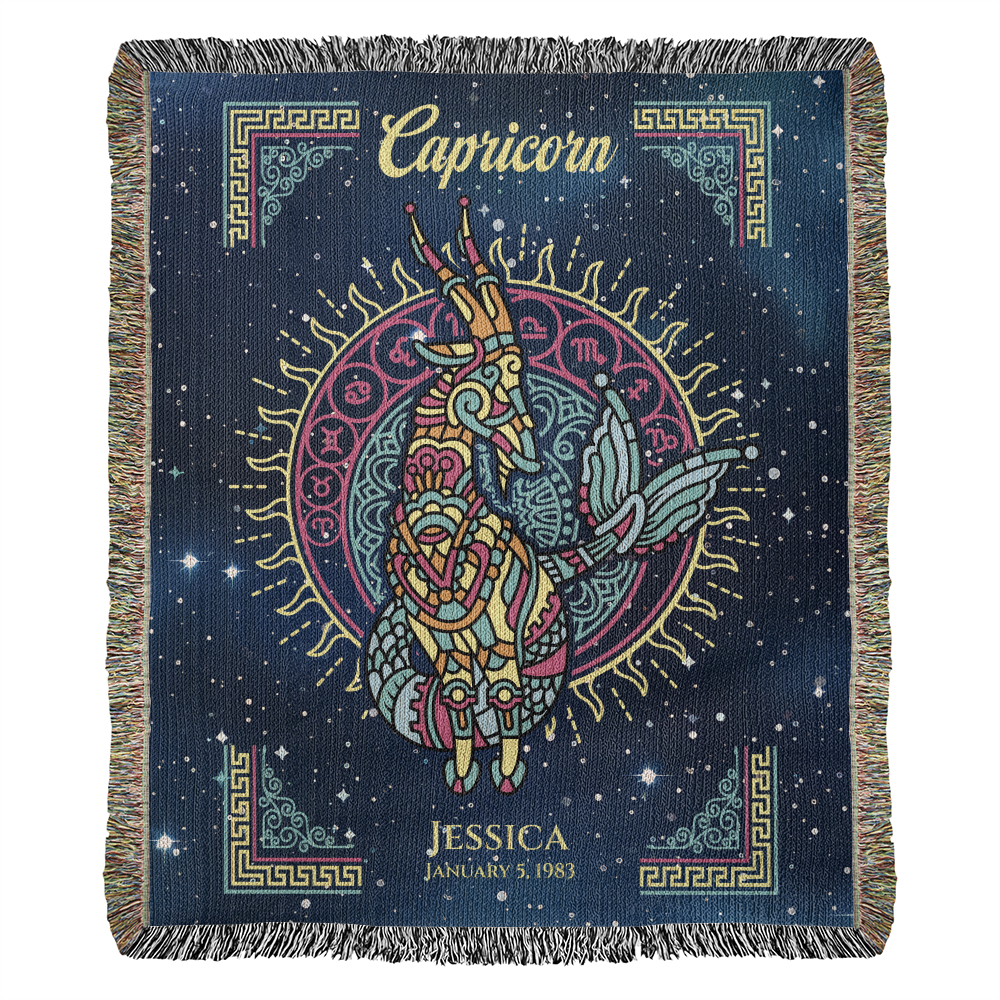 Capricorn Zodiac Woven Blanket – Personalized Astrology Gift, Custom Fleece/Sherpa ThrowEre
