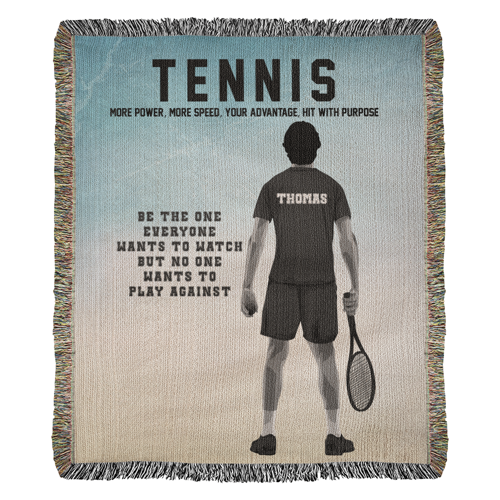 Personalized Boys Tennis Woven Blanket – Custom Tennis Gift, Fleece/Sherpa Throw