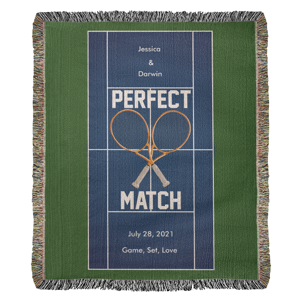 Personalized Tennis Woven Blanket Couples Tennis Gift Custom Throw