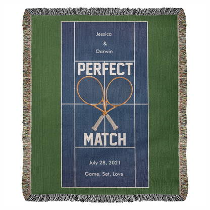 Personalized Tennis Woven Blanket Couples Tennis Gift Custom Throw