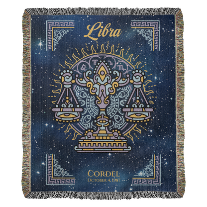 Personalized Libra Zodiac Woven Blanket Astrology Gift Custom Throw
