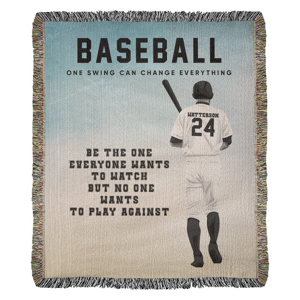 Personalized Baseball Woven Blanket – Boys Baseball Gift, Custom Fleece/Sherpa Throw