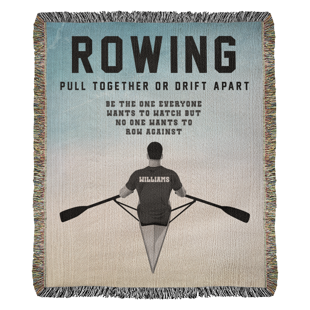 Personalized Mens Rowing Woven Blanket – Custom Rower Gift, Fleece/Sherpa Throw