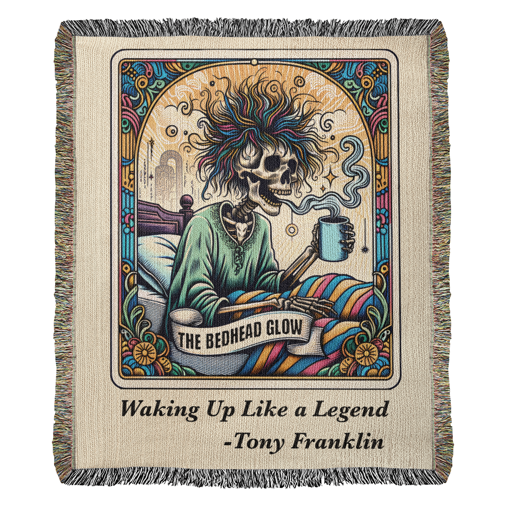 Personalized Bedhead Glow Tarot Card Woven Blanket – Custom Skeleton Gift, Fleece/Sherpa Throw