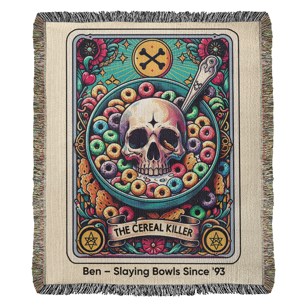 Personalized Cereal Killer Tarot Card Woven Blanket – Custom Funny Gift, Fleece/Sherpa Throw