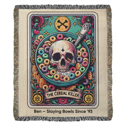 Personalized Cereal Killer Tarot Card Woven Blanket Custom Funny Gift Throw