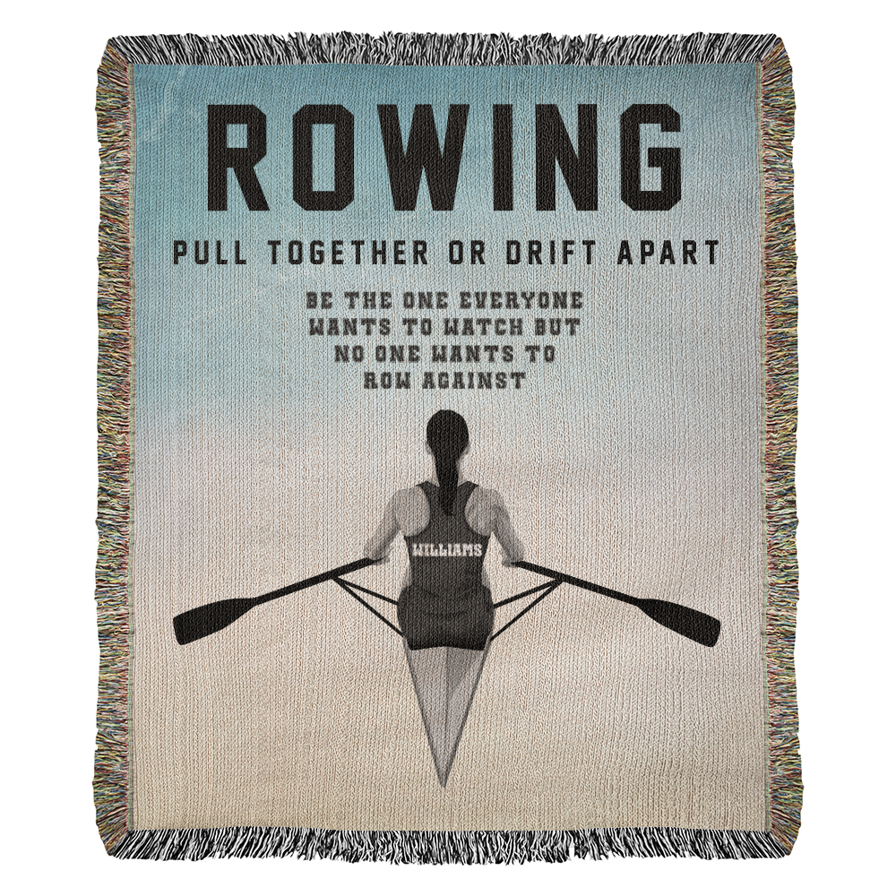 Personalized Womens Rowing Woven Blanket Custom Rower Gift Throw