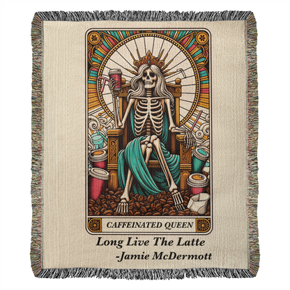 Personalized Caffeinated Queen Tarot Card Woven Blanket Custom Gift Throw
