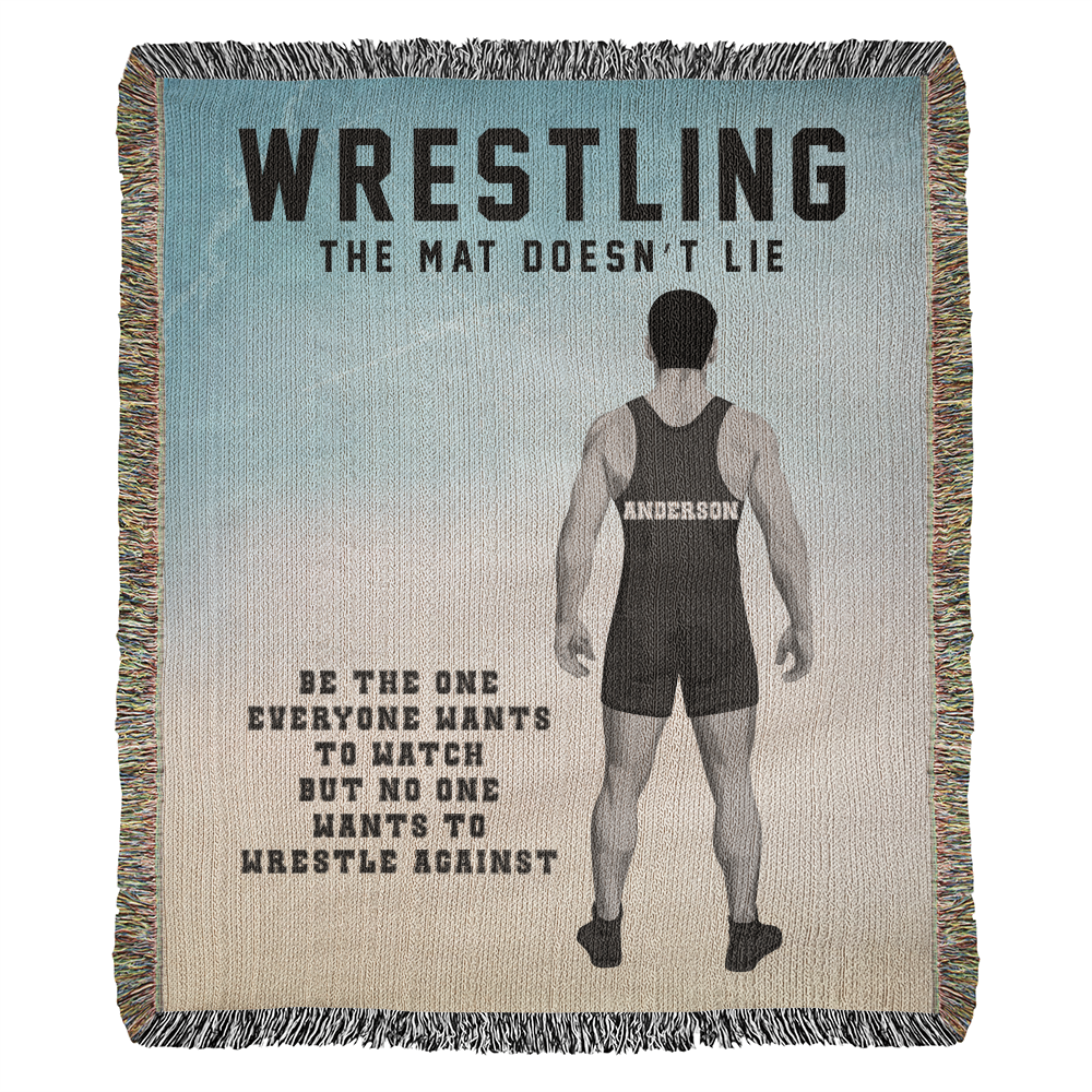 Personalized Boys Wrestling Woven Blanket – Custom Athlete Gift, Fleece/Sherpa Throw