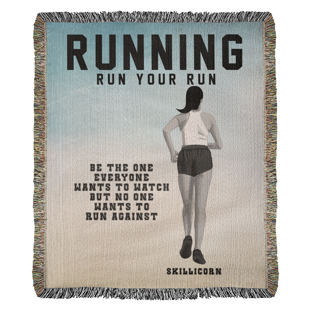 Personalized Girls Running Woven Blanket – Custom Runner Gift, Fleece/Sherpa Throw