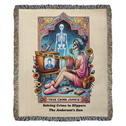 Personalized True Crime Junkie Tarot Card Woven Blanket Custom Gift Throw