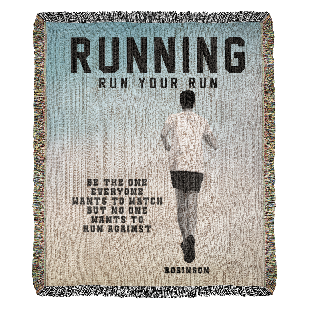 Personalized Boys Running Woven Blanket – Custom Runner Gift, Fleece/Sherpa Throw