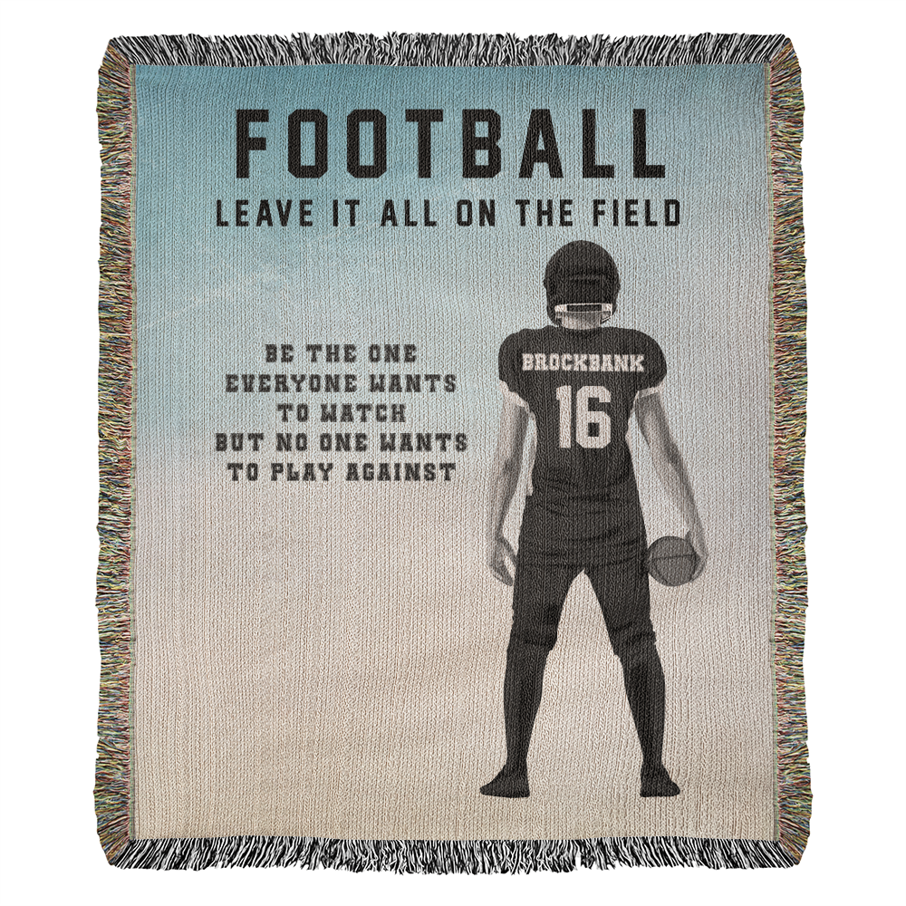 Personalized Football Woven Blanket – Custom Player Gift, Fleece/Sherpa Throw
