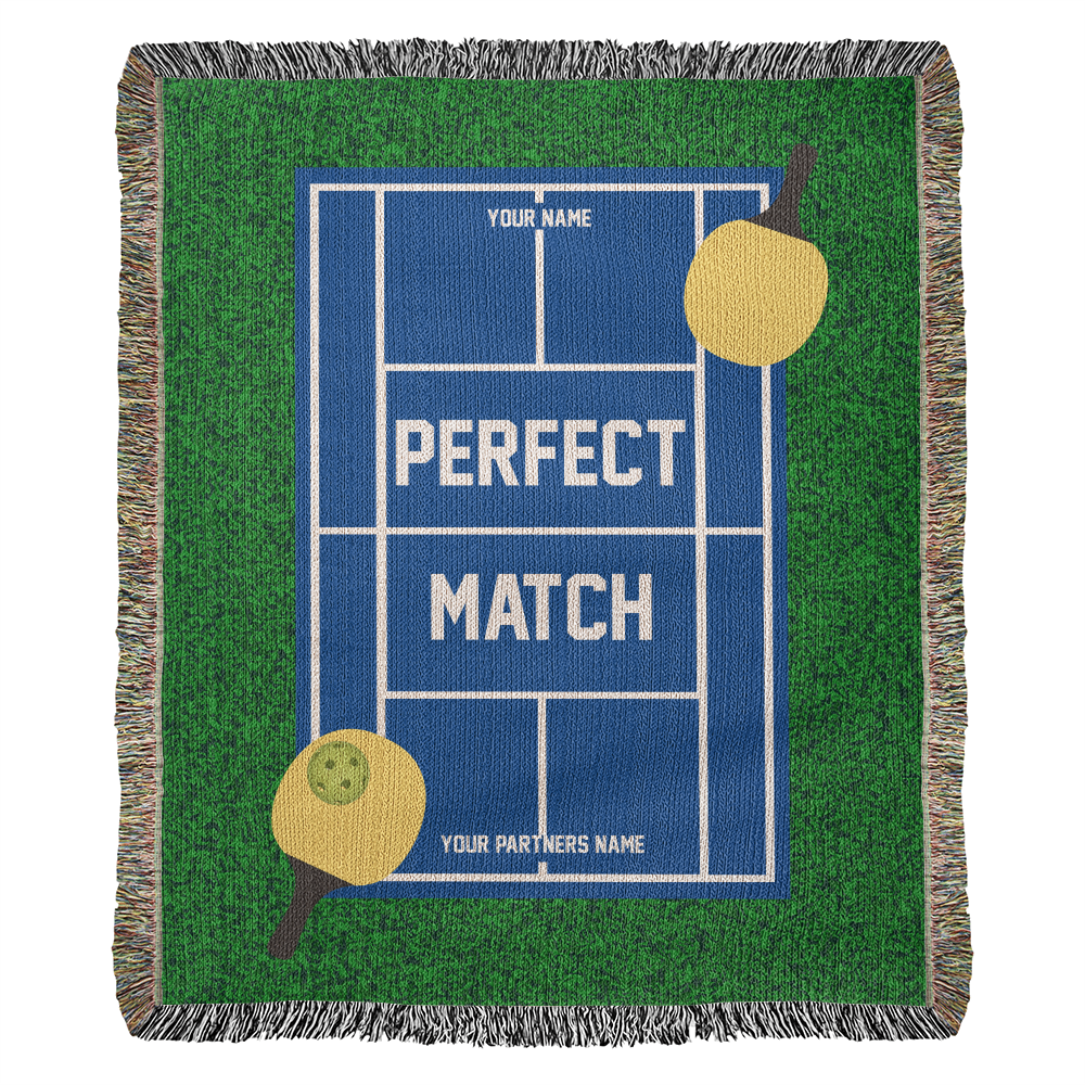 Personalized Pickleball Woven Blanket Couples Pickleball Gift Custom Throw