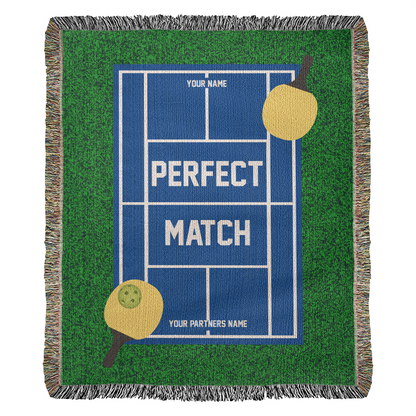 Personalized Pickleball Woven Blanket Couples Pickleball Gift Custom Throw