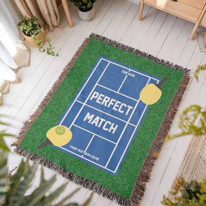 Personalized Pickleball Woven Blanket Couples Pickleball Gift Custom Throw
