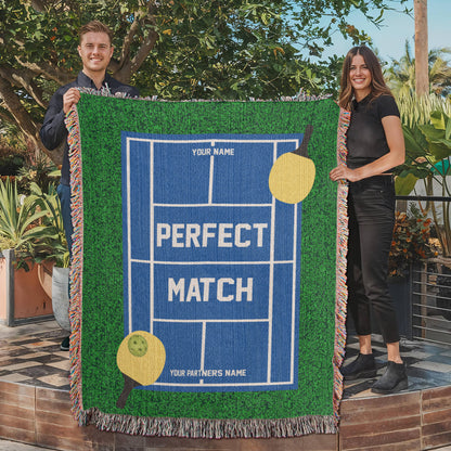 Personalized Pickleball Woven Blanket Couples Pickleball Gift Custom Throw