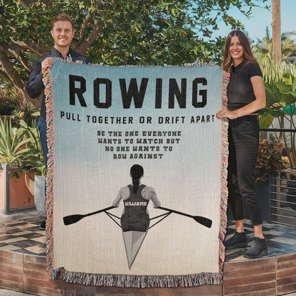 Personalized Womens Rowing Woven Blanket Custom Rower Gift Throw