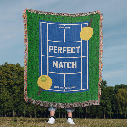 Personalized Pickleball Woven Blanket Couples Pickleball Gift Custom Throw