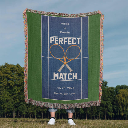 Personalized Tennis Woven Blanket Couples Tennis Gift Custom Throw