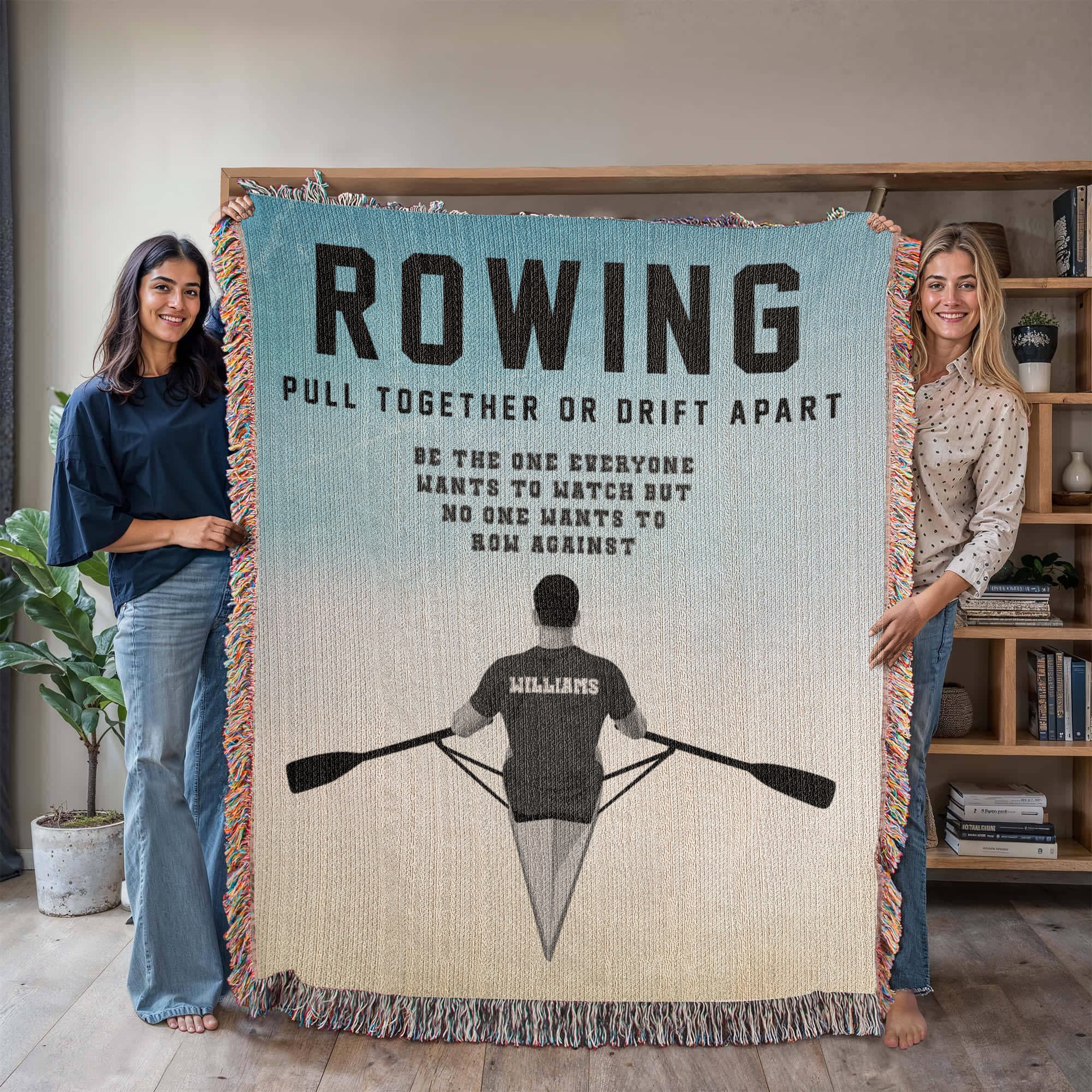 Personalized Mens Rowing Woven Blanket – Custom Rower Gift, Fleece/Sherpa Throw