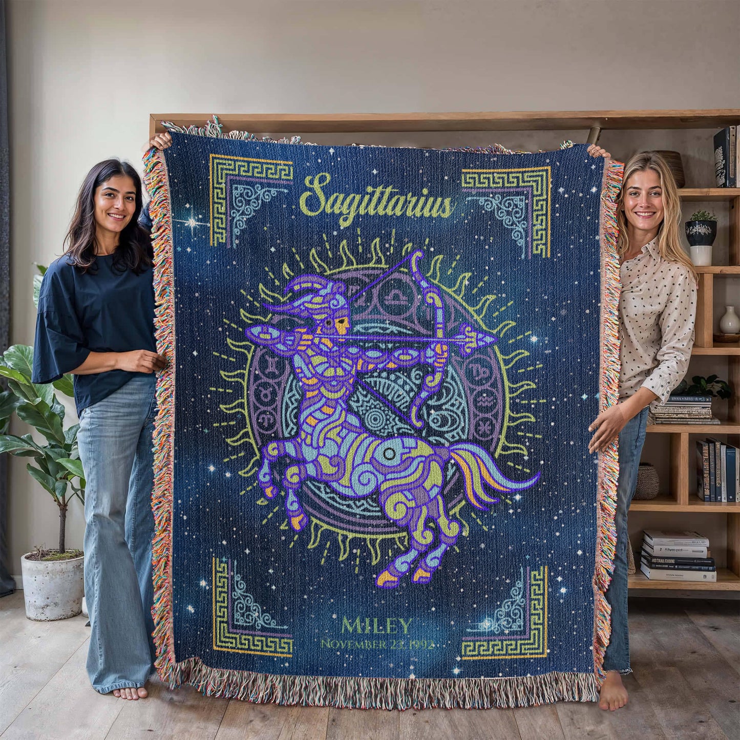 Personalized Sagittarius Zodiac Woven Blanket Astrology Gift Custom Throw