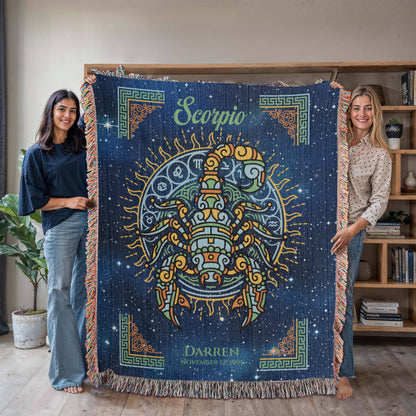 Personalized Scorpio Zodiac Woven Blanket Astrology Gift Custom Throw