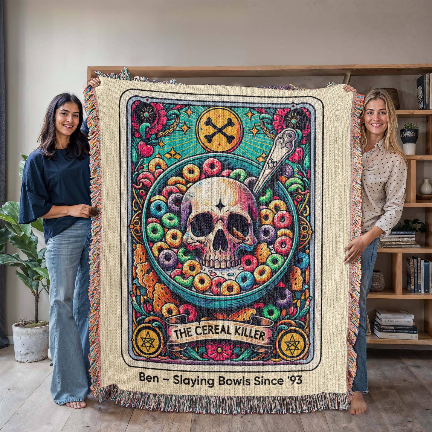 Personalized Cereal Killer Tarot Card Woven Blanket Custom Funny Gift Throw