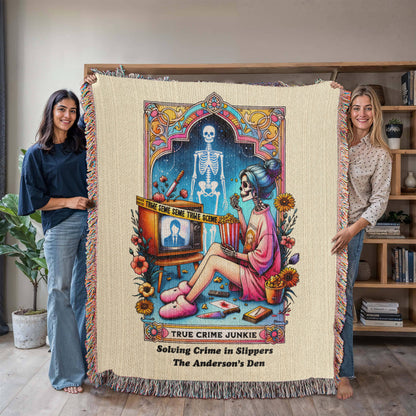 Personalized True Crime Junkie Tarot Card Woven Blanket Custom Gift Throw