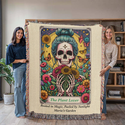 Personalized Plant Lover Tarot Card Woven Blanket Custom Garden Gift Throw