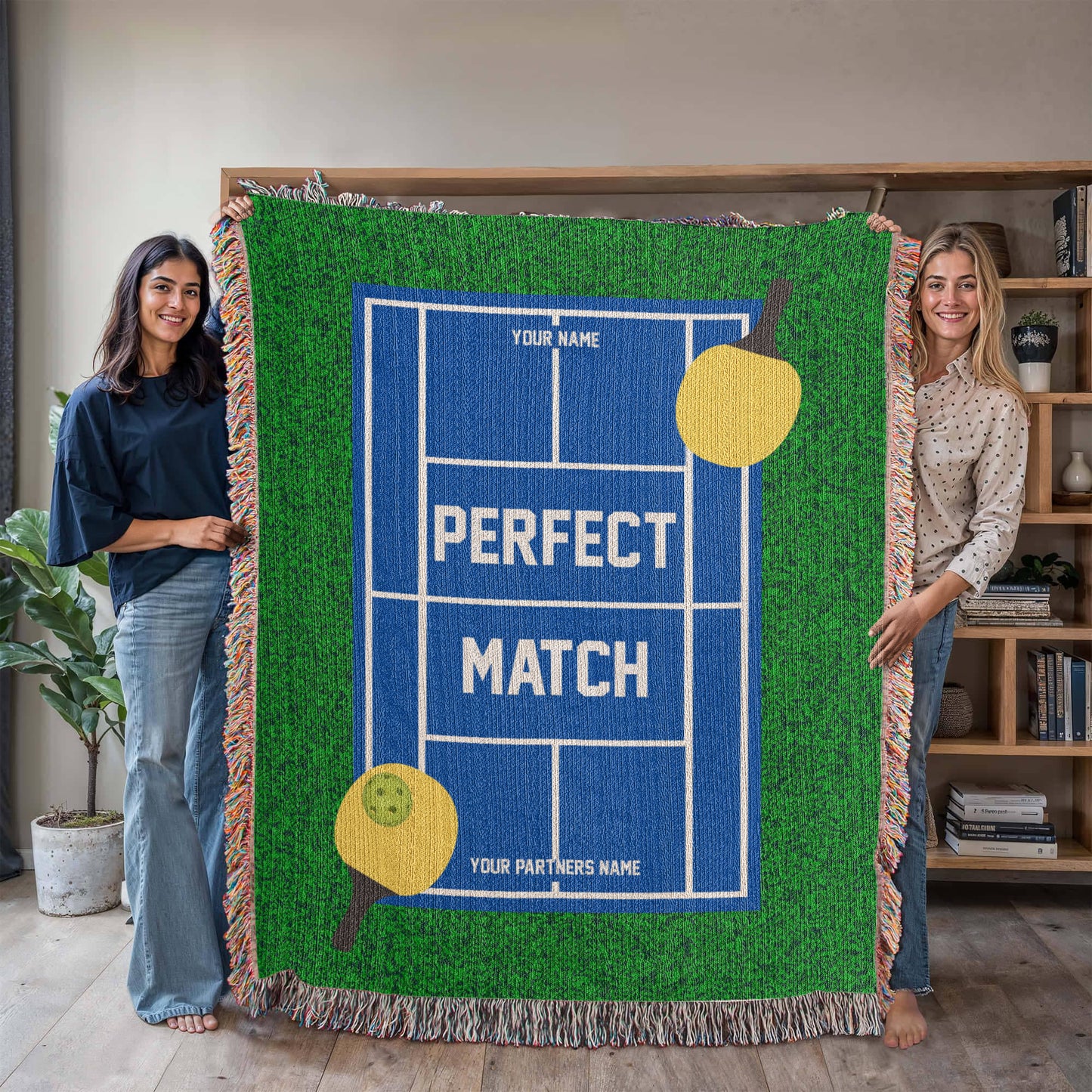 Personalized Pickleball Woven Blanket Couples Pickleball Gift Custom Throw