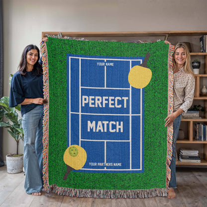 Personalized Pickleball Woven Blanket Couples Pickleball Gift Custom Throw