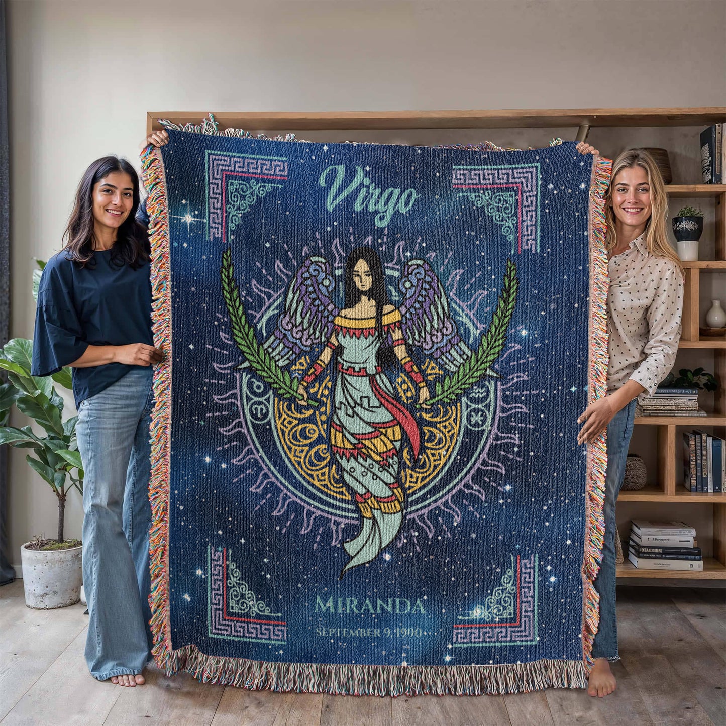 Personalized Virgo Zodiac Woven Blanket Astrology Gift, Custom Throw
