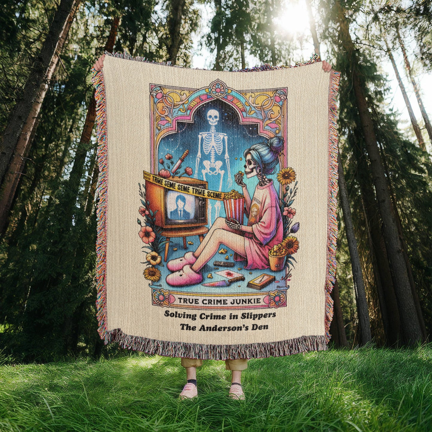 Personalized True Crime Junkie Tarot Card Woven Blanket Custom Gift Throw