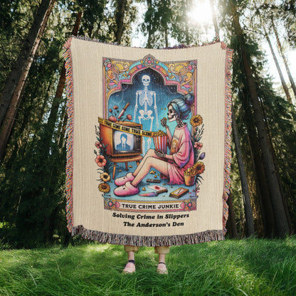 Personalized True Crime Junkie Tarot Card Woven Blanket Custom Gift Throw