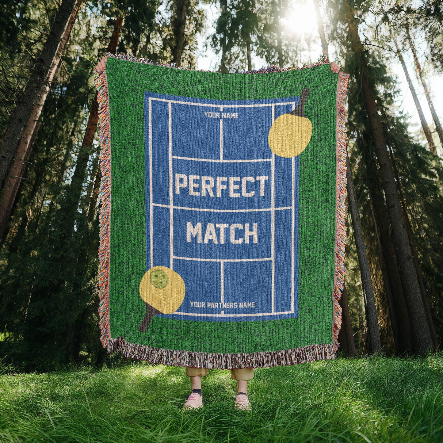 Personalized Pickleball Woven Blanket Couples Pickleball Gift Custom Throw