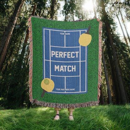 Personalized Pickleball Woven Blanket Couples Pickleball Gift Custom Throw