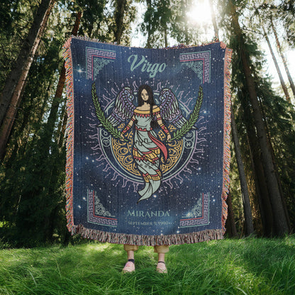 Personalized Virgo Zodiac Woven Blanket Astrology Gift, Custom Throw