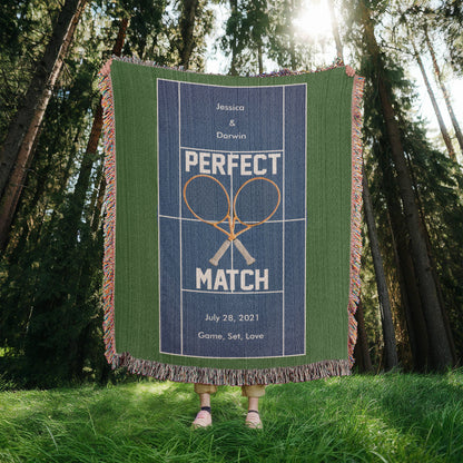 Personalized Tennis Woven Blanket Couples Tennis Gift Custom Throw