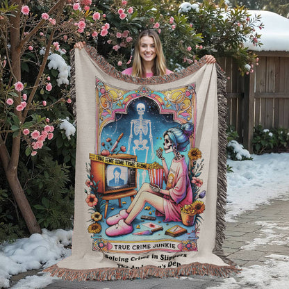 Personalized True Crime Junkie Tarot Card Woven Blanket Custom Gift Throw