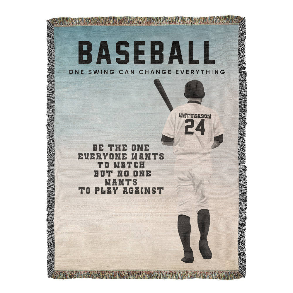 Personalized Baseball Woven Blanket – Boys Baseball Gift, Custom Fleece/Sherpa Throw
