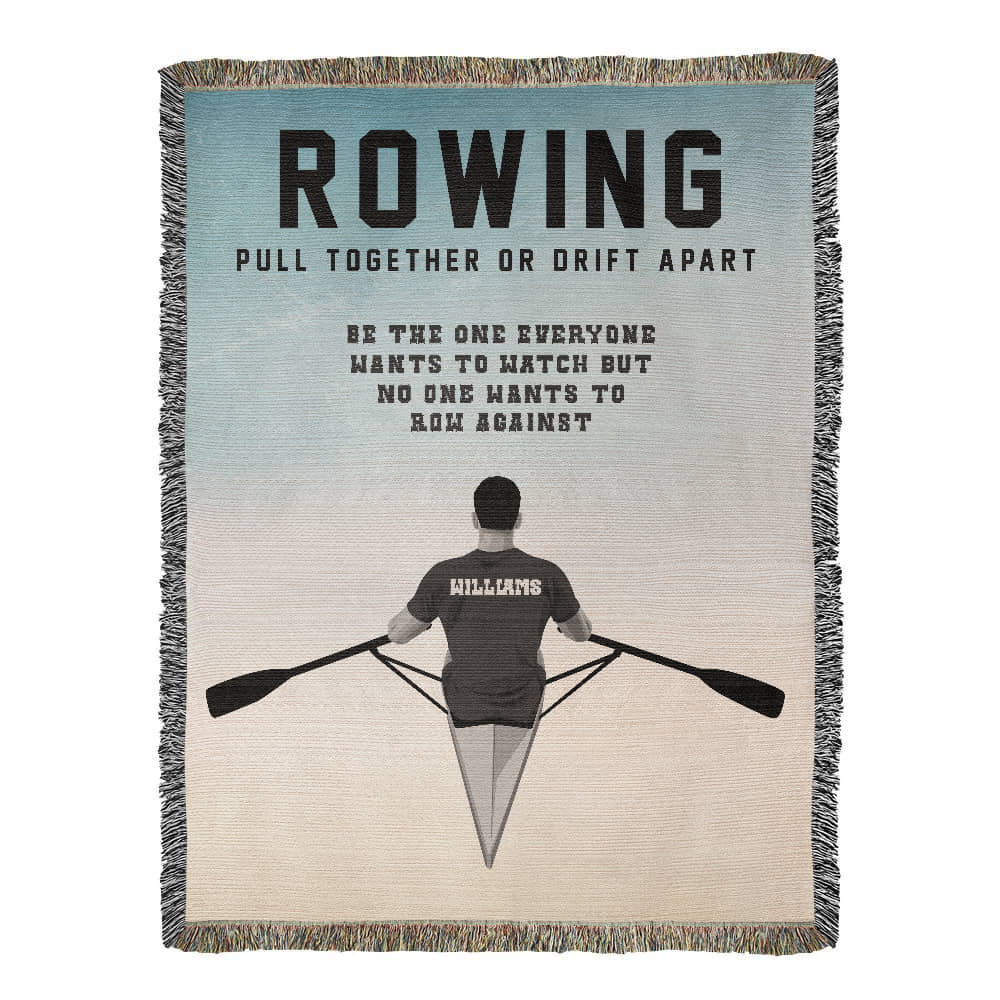 Personalized Mens Rowing Woven Blanket – Custom Rower Gift, Fleece/Sherpa Throw