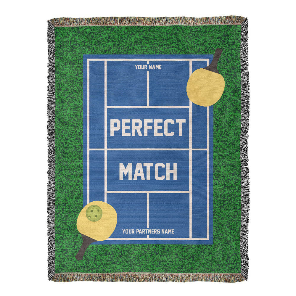 Personalized Pickleball Woven Blanket – Couples Pickleball Gift, Custom Fleece/Sherpa Throw