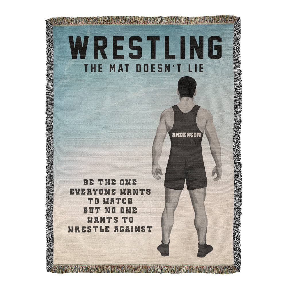 Personalized Boys Wrestling Woven Blanket – Custom Athlete Gift, Fleece/Sherpa Throw