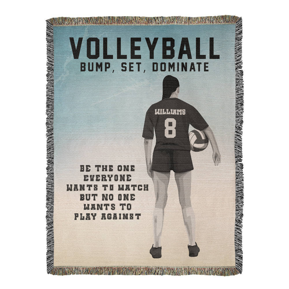 Personalized Girls Volleyball Woven Blanket – Custom Sports Gift, Fleece/Sherpa Throw