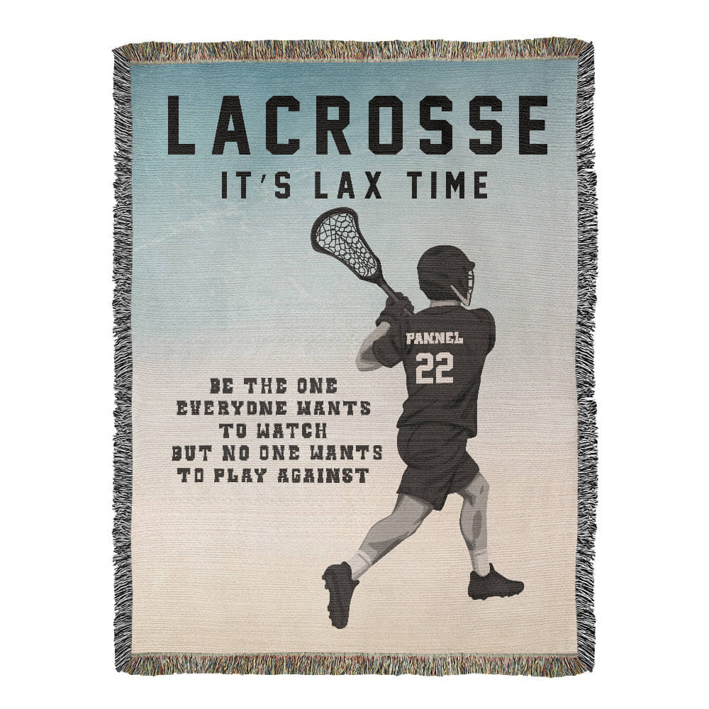 Personalized Lacrosse Woven Blanket – Boys LAX Gift, Custom Fleece/Sherpa Throw
